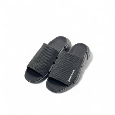 Balenciaga Black Tech Slides – Sleek Minimalist Comfort