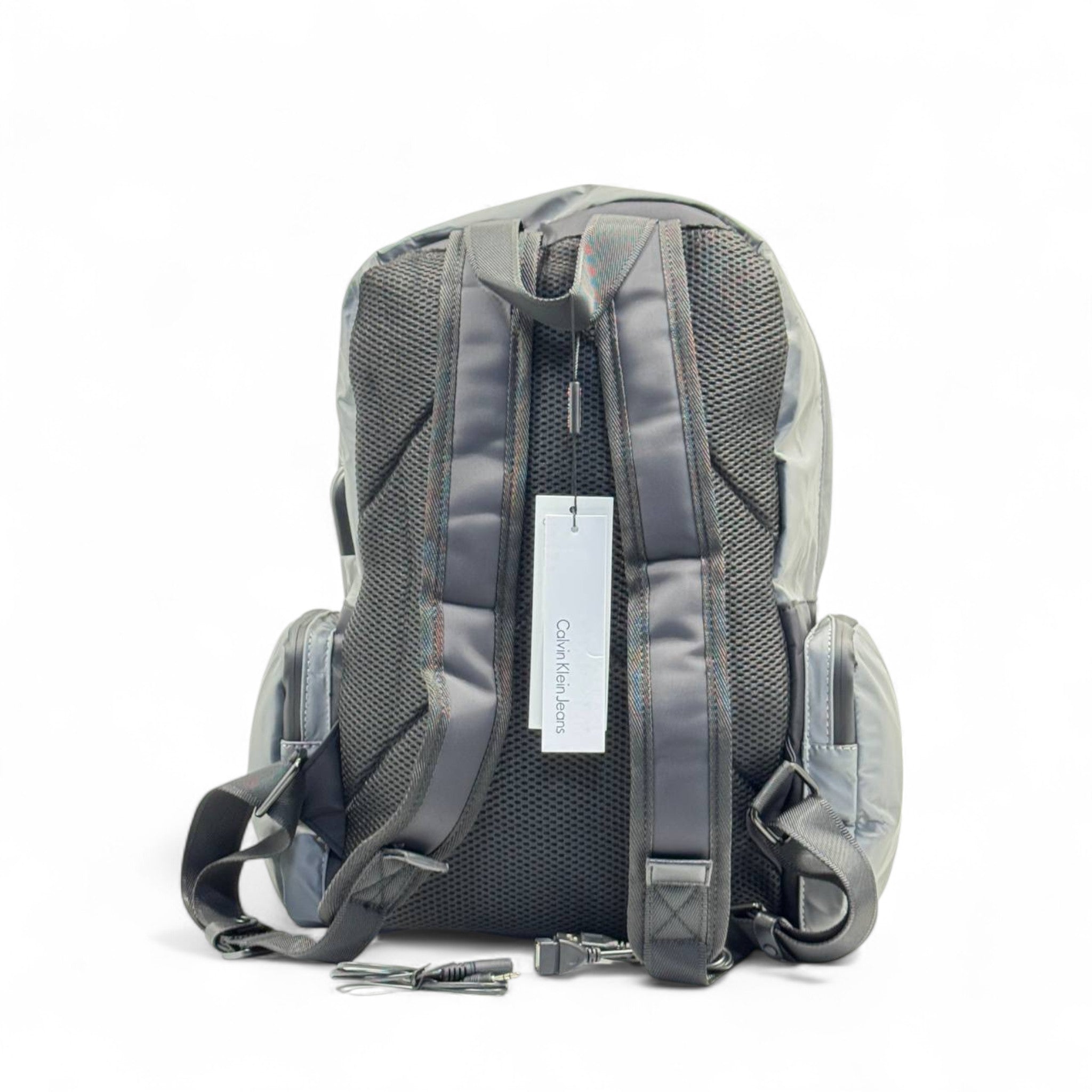 Calvin Klein Grey Nylon Backpack with USB Port 🔌 | Modern CK Design