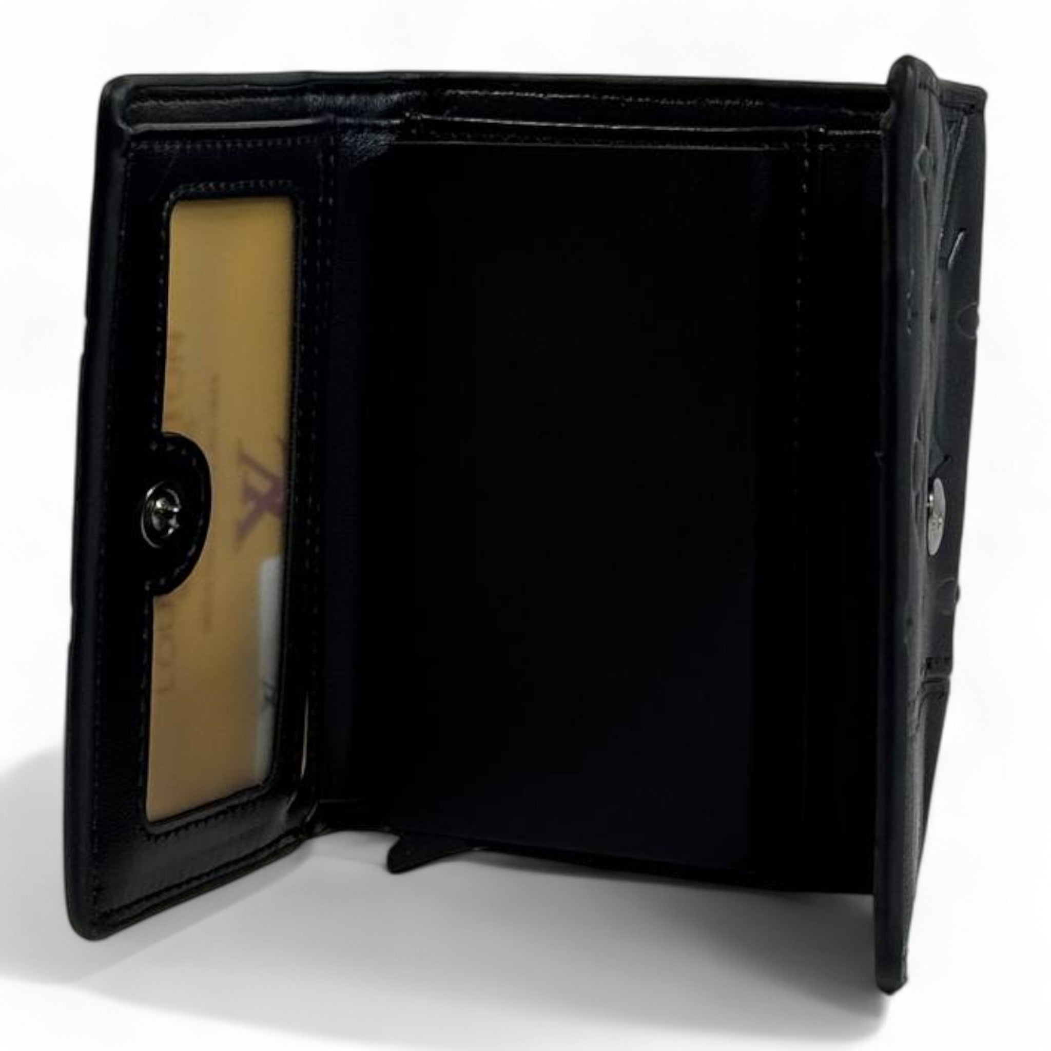 🖤 Louis Vuitton Monogram Embossed Trifold Wallet – Midnight Black Edition ⚡