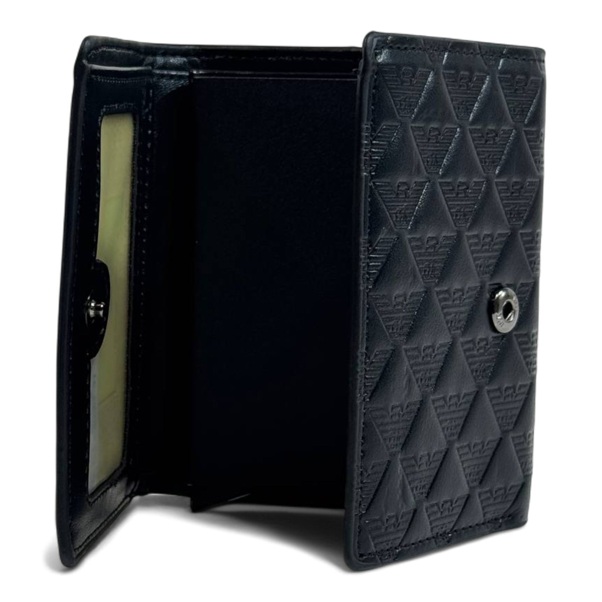 🖤 Emporio Armani Embossed Trifold Wallet – Black Edition 🦅