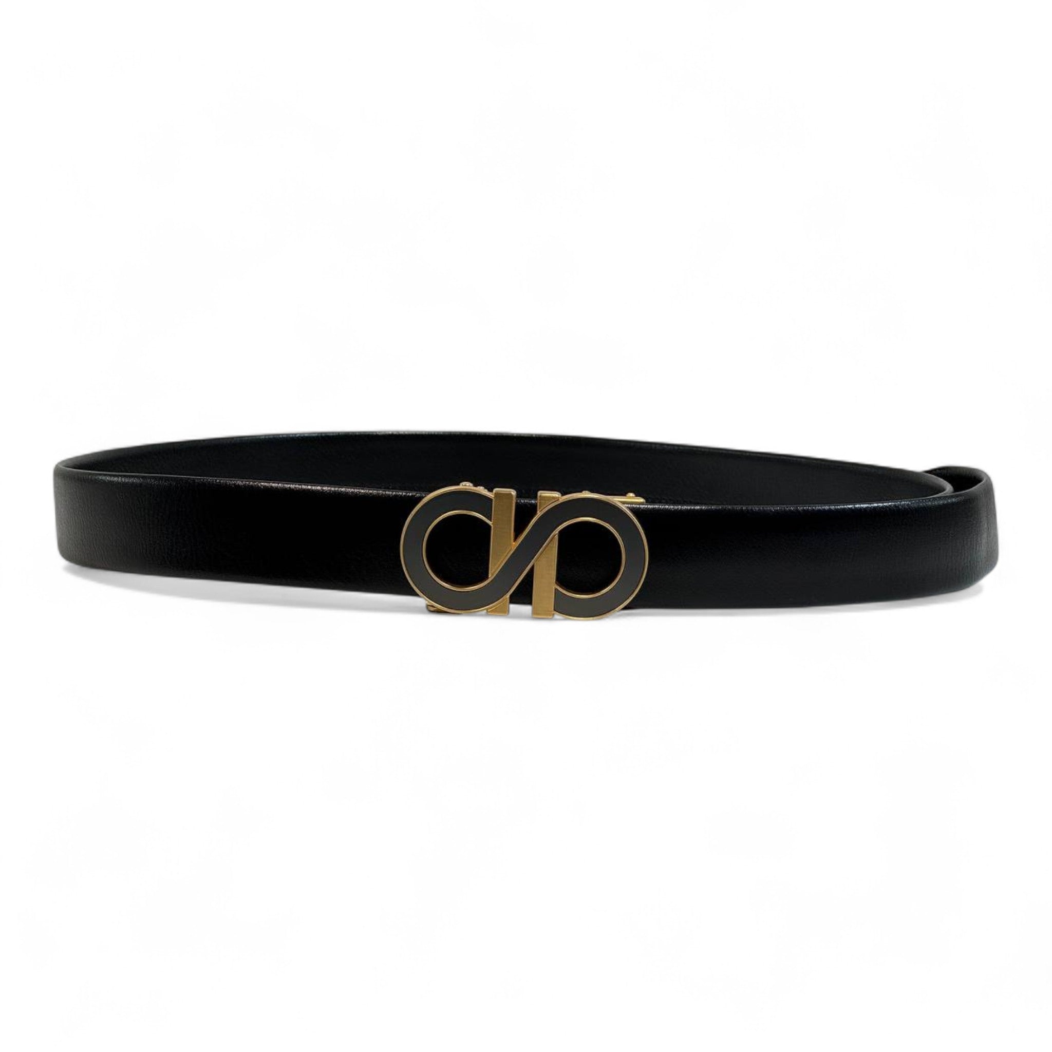 🖤💛 Salvatore Ferragamo Gancini Leather Belt – 135cm (Black & Gold) ✨