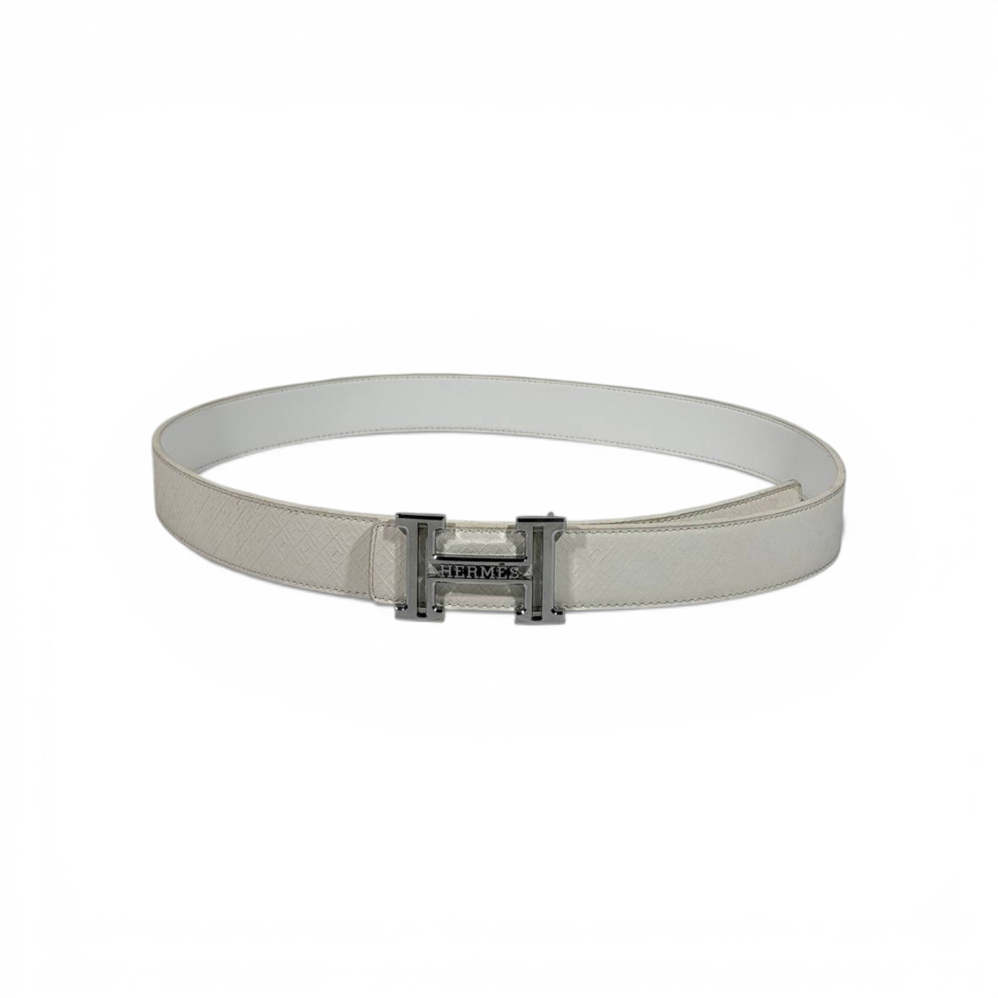 🤍 Hermès Leather Belt with Silver H Buckle – 125 cm | Timeless Luxury ✨