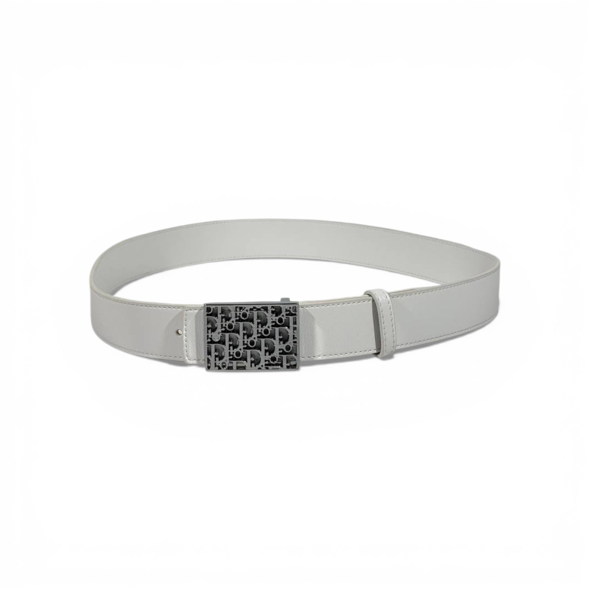 🤍 Dior Leather Belt with Silver Monogram Buckle – 110 cm | Timeless Luxury ✨