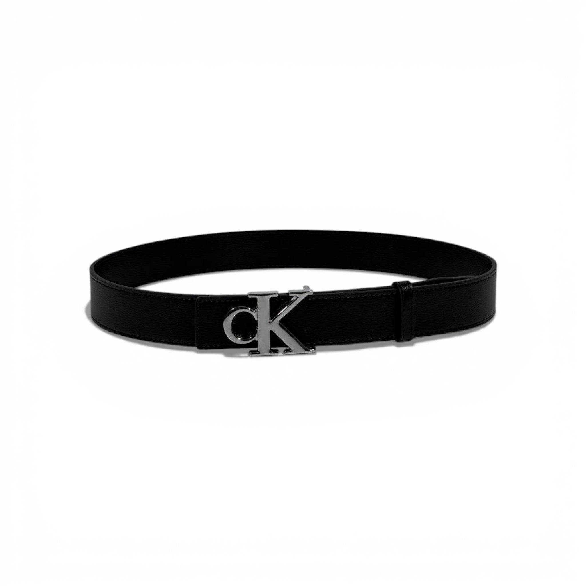 🖤 Calvin Klein Black Leather Belt with Silver CK Buckle-110 | Timeless Minimalism ✨