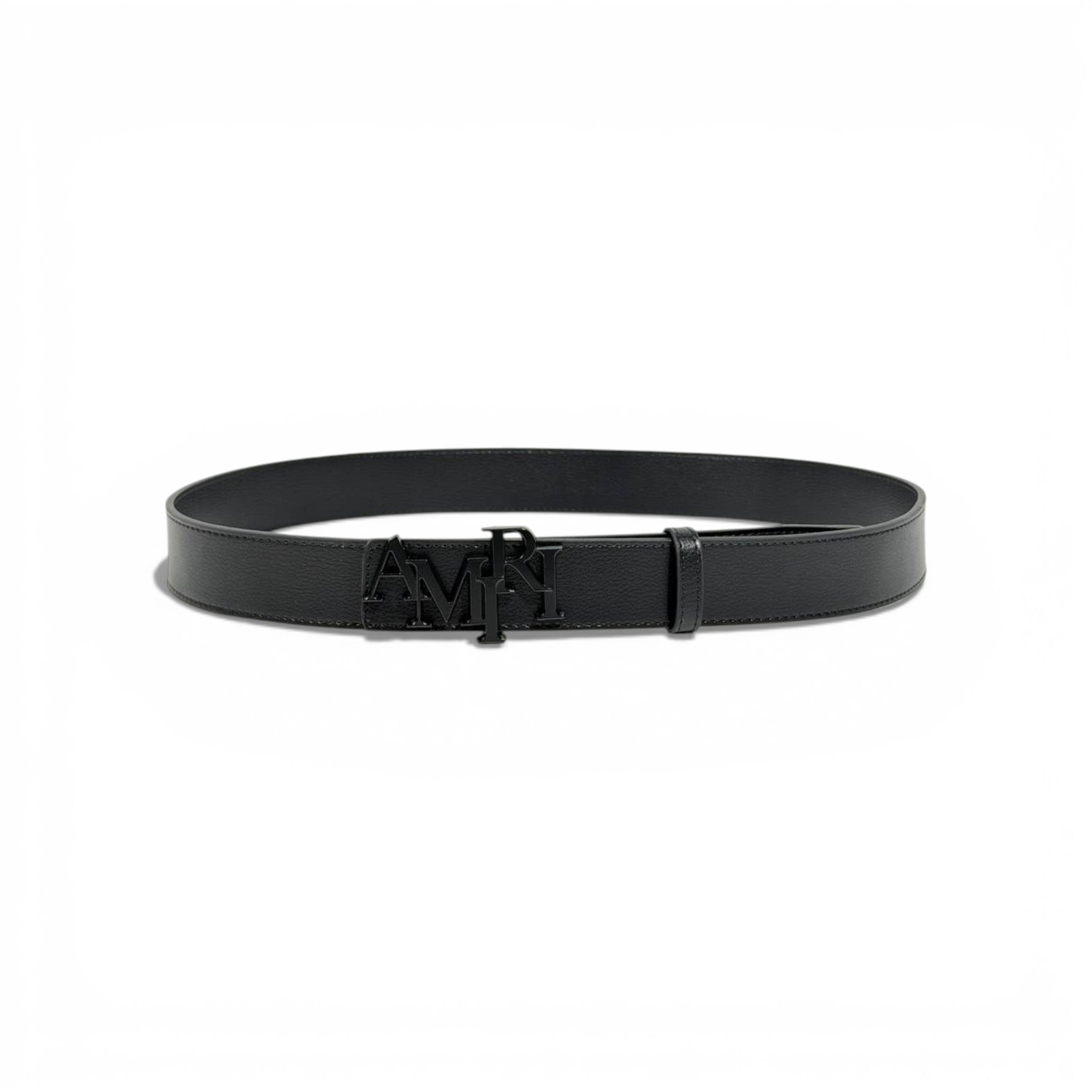 🖤 Amiri Black Leather Belt Matte Logo Buckle – 120cm