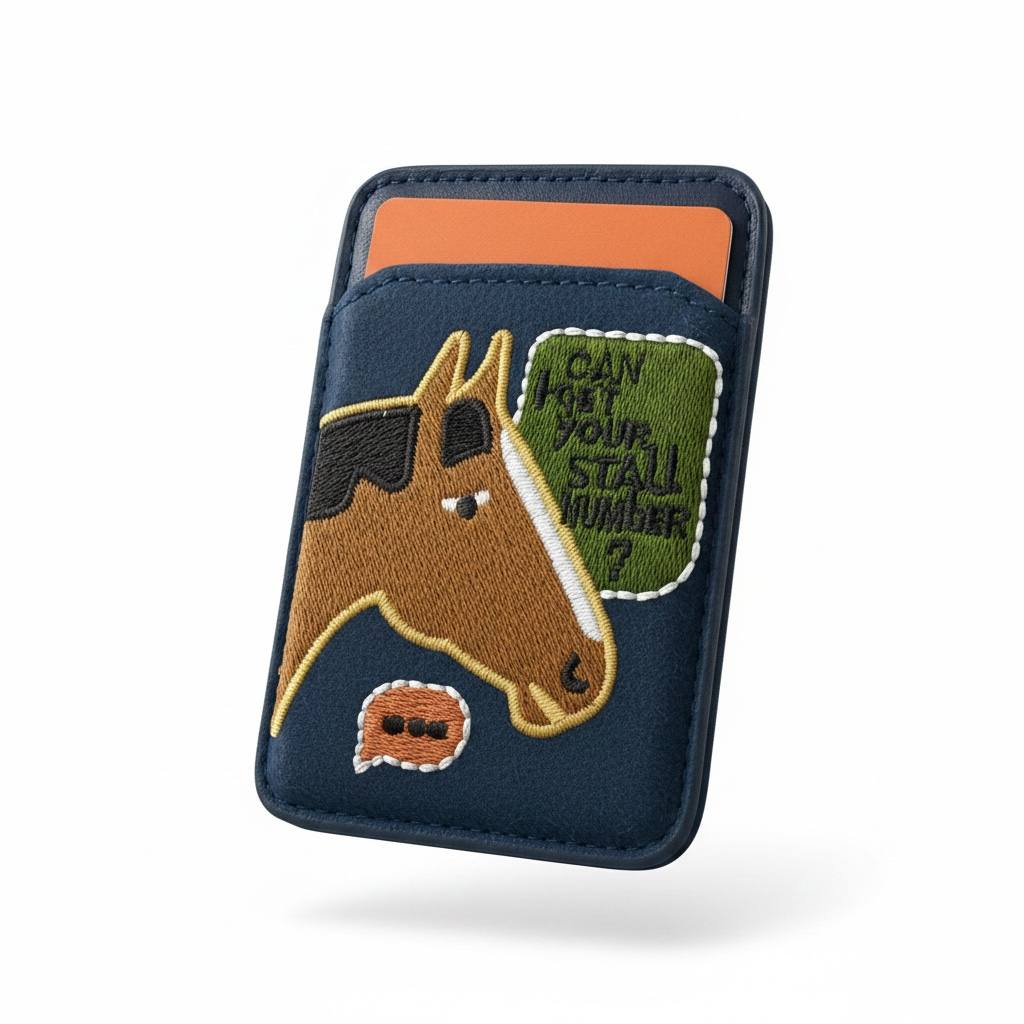 Hermès Dog Embroidered Magnetic Phone Card Holder – Luxury Stick-On Wallet Case 🐶📱✨