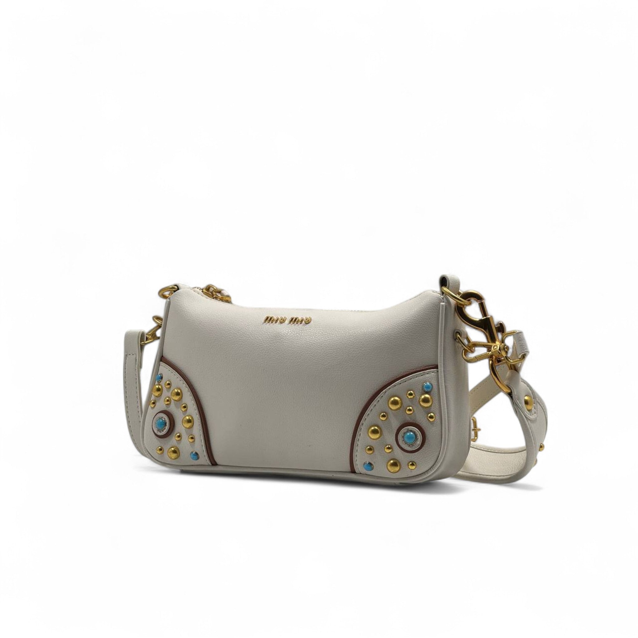 ๐ Miu Miu Ivory Studded Leather Bag โ Light Luxe, Statement Elegance ๐ค๐ซ