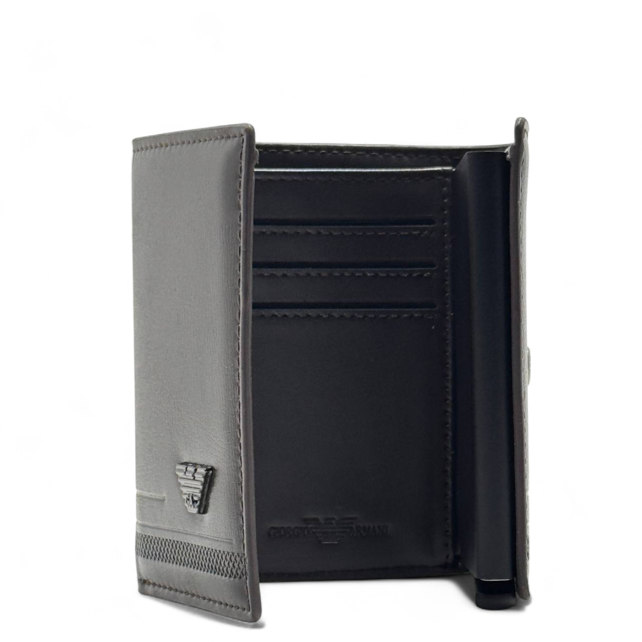 Emporio Armani Brown Leather Card Wallet – Iconic Eagle Edition