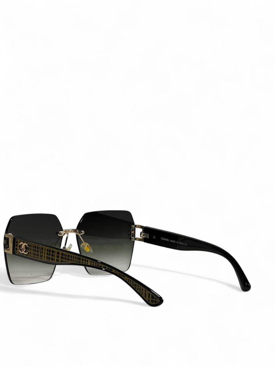 Chanel Square Luxe Sunglasses 🖤 | Unisex Gold Accent Rimless Eyewear