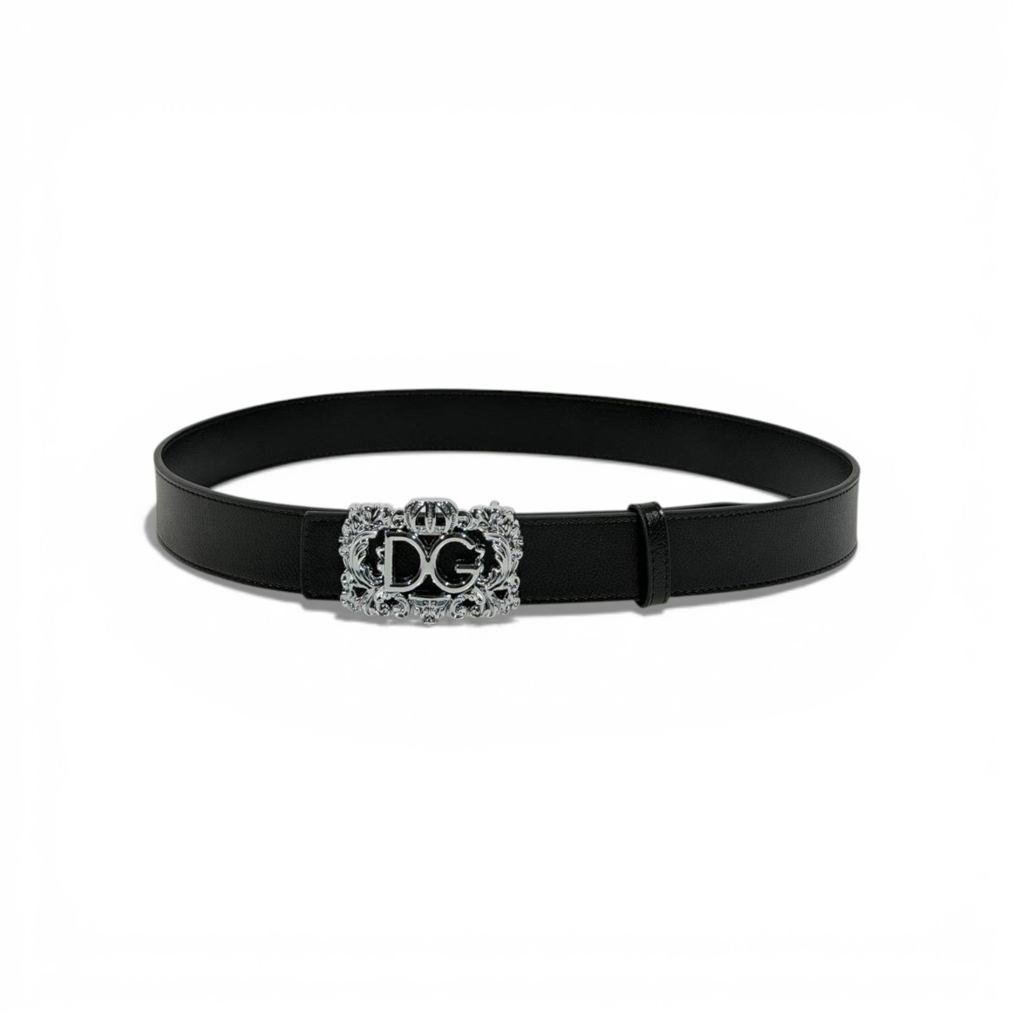 🖤 Dolce & Gabbana Black Leather Belt Ornate DG Buckle | Luxury Men’s Belt