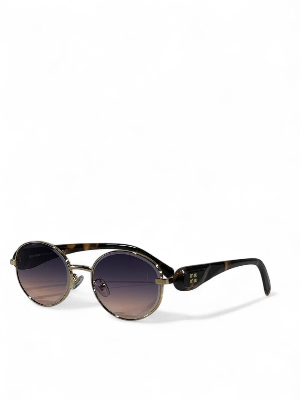 🌸 Miu Miu Round Sunglasses – Gold & Tortoiseshell Gradient Edition