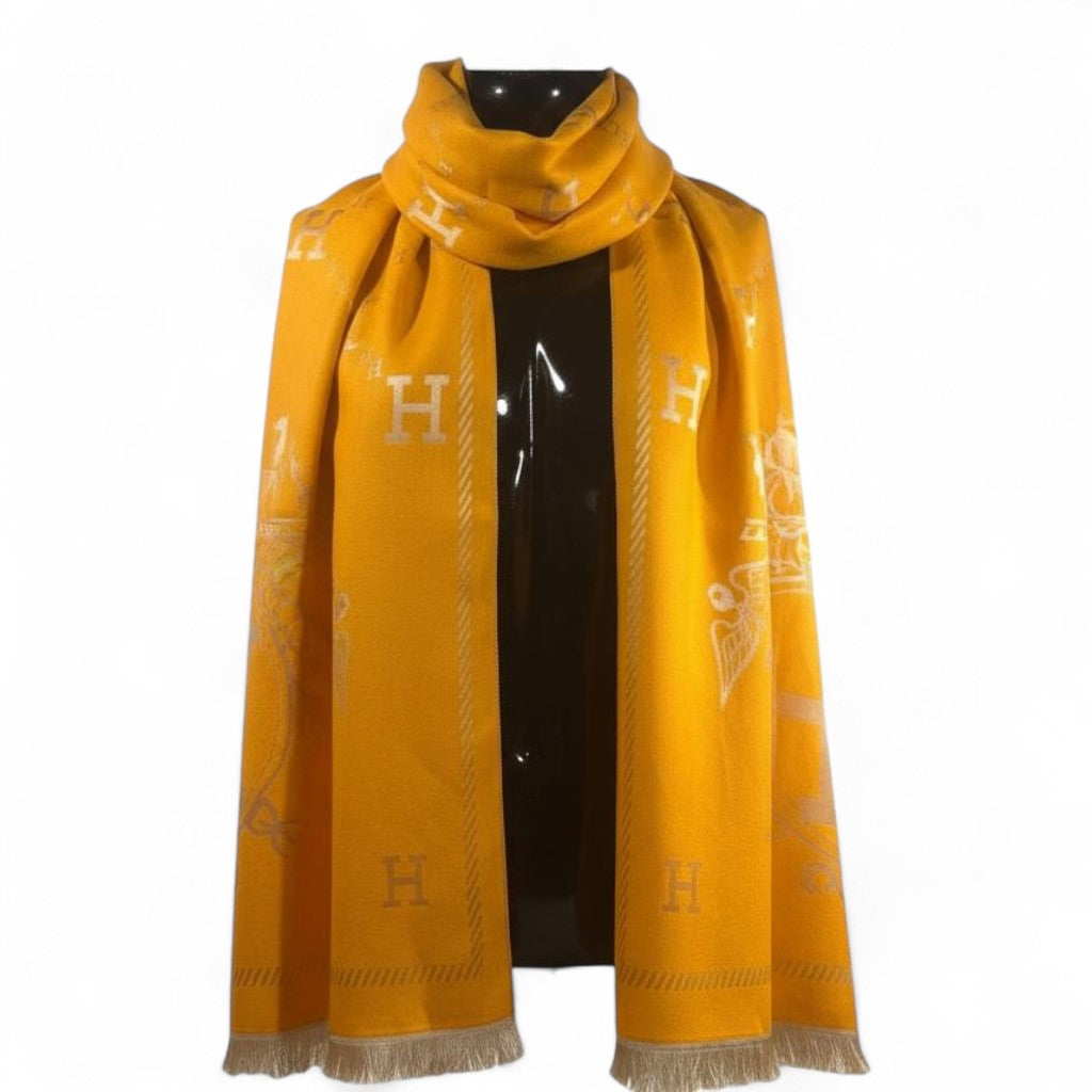 🧡 Hermès Double-Face Scarf – Golden Radiance & Timeless Sophistication