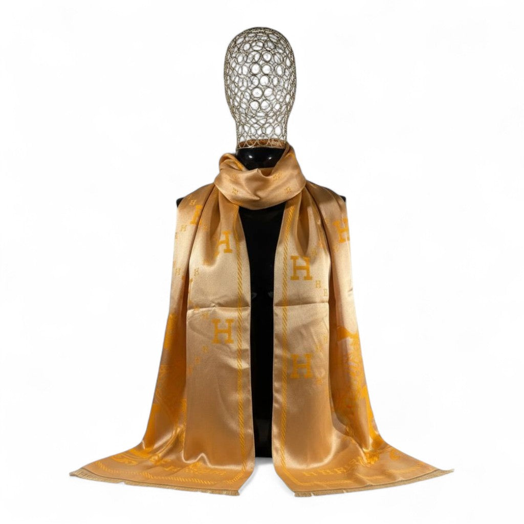 🧡 Hermès Double-Face Scarf – Golden Radiance & Timeless Sophistication
