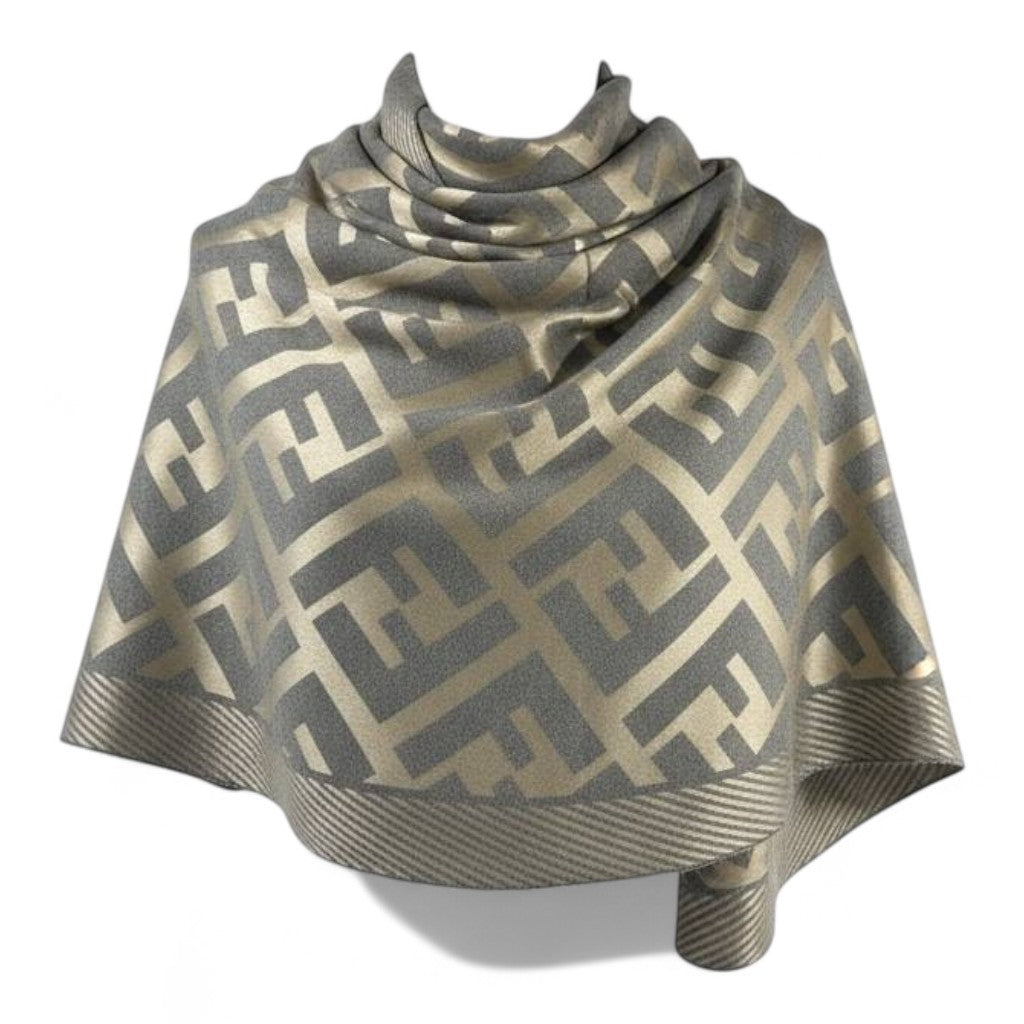 🩶✨ Fendi Double-Face Scarf – Beige & Grey Luxe Edition