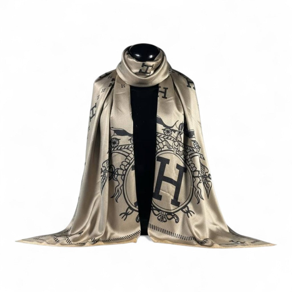 🖤🤍 Hermès Double-Face Scarf – Noir & Ivory Prestige Edition