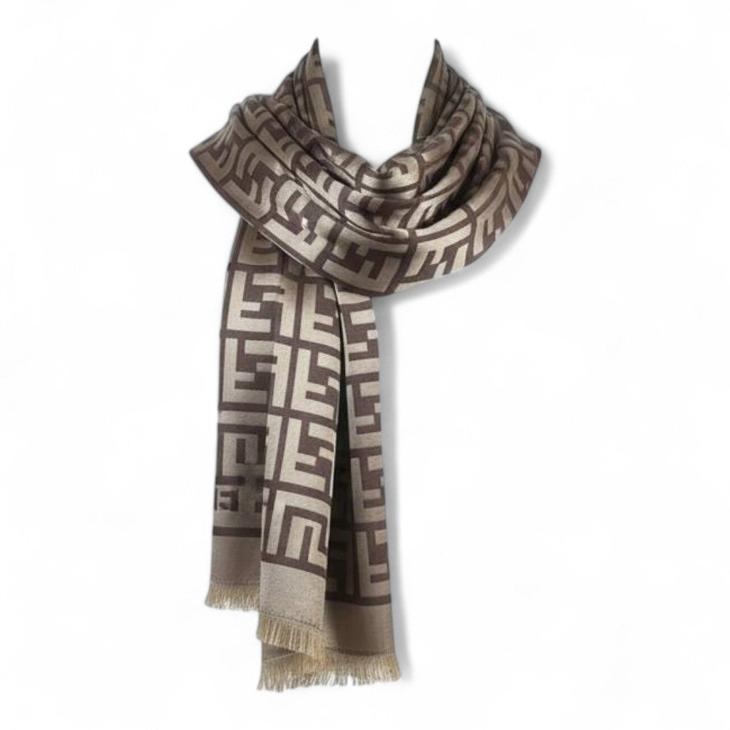 🤎✨ Fendi Double-Face Scarf – Mocha & Beige Edition
