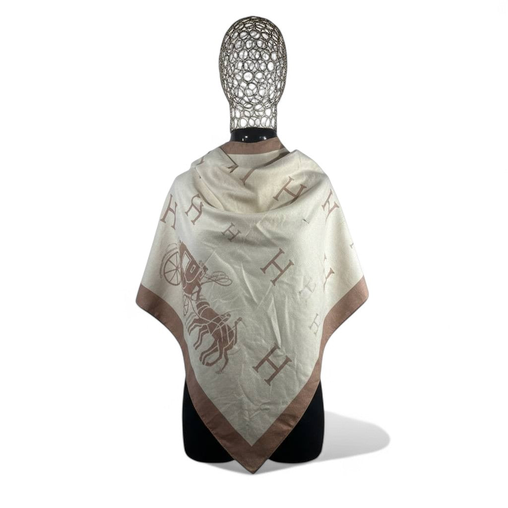 Hermès Double-Face Luxury Shawl 🤎 | Reversible Beige & Camel Scarf