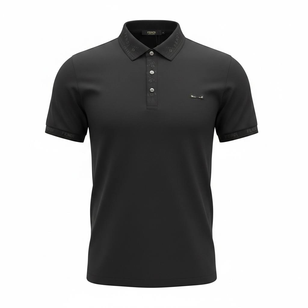 🖤 Fendi Black Polo Shirt – Sleek Minimal Luxury Essential 👕✨