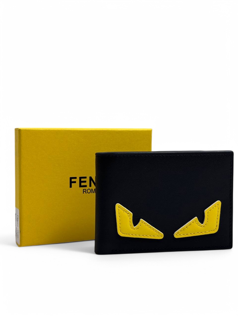 Fendi Monster Eyes Wallet – Black & Yellow Leather Bifold | Iconic Designer Edition