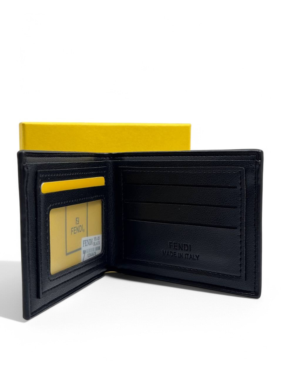 Fendi Monster Eyes Wallet – Black & Yellow Leather Bifold | Iconic Designer Edition