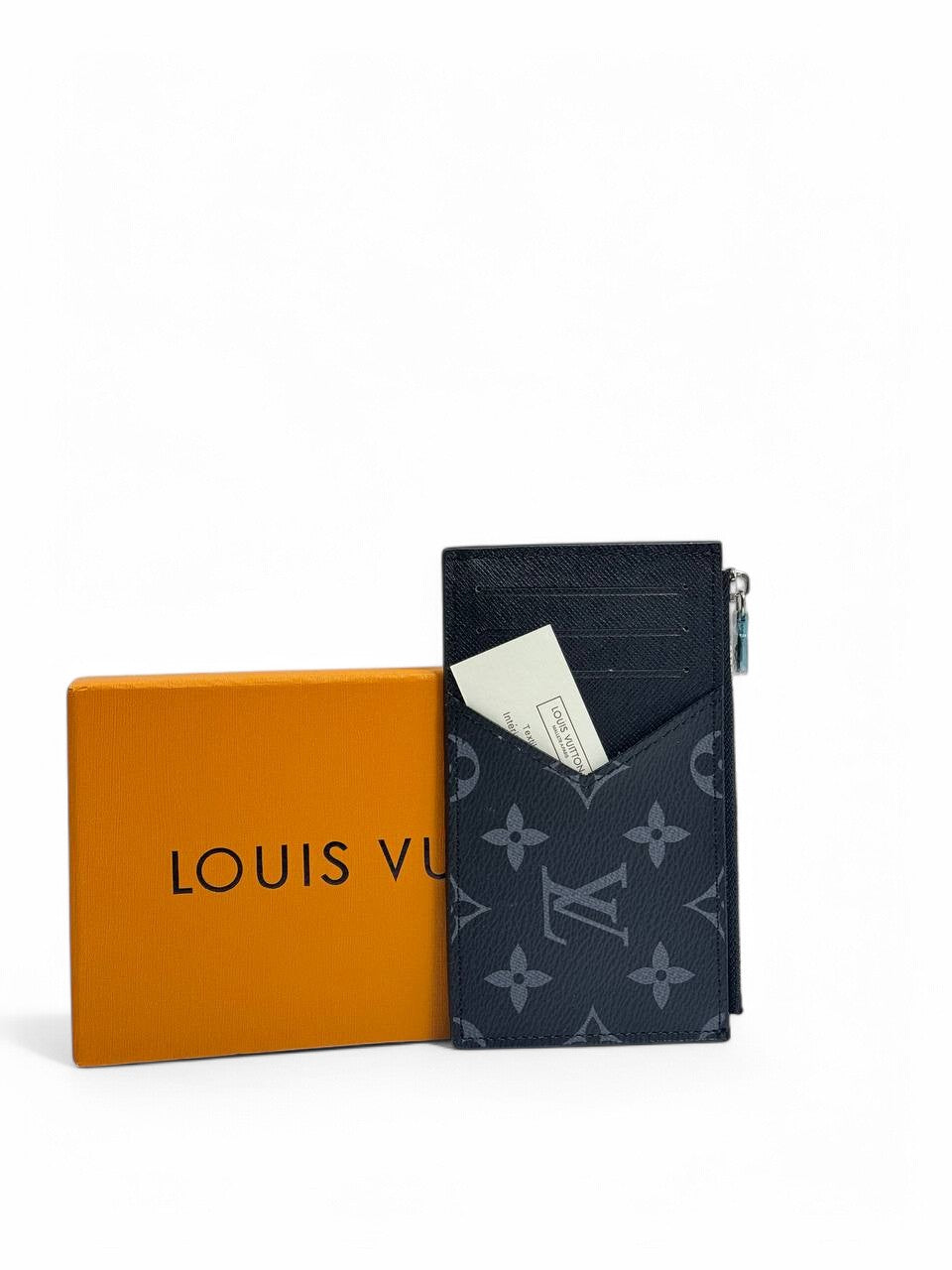 Louis Vuitton Monogram Eclipse Zip Card Holder – Black & Grey Slim Designer Wallet