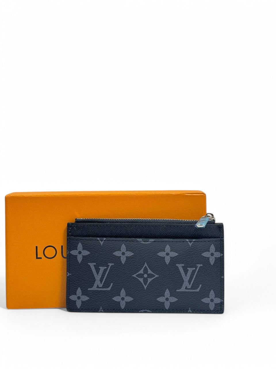 Louis Vuitton Monogram Eclipse Zip Card Holder – Black & Grey Slim Designer Wallet