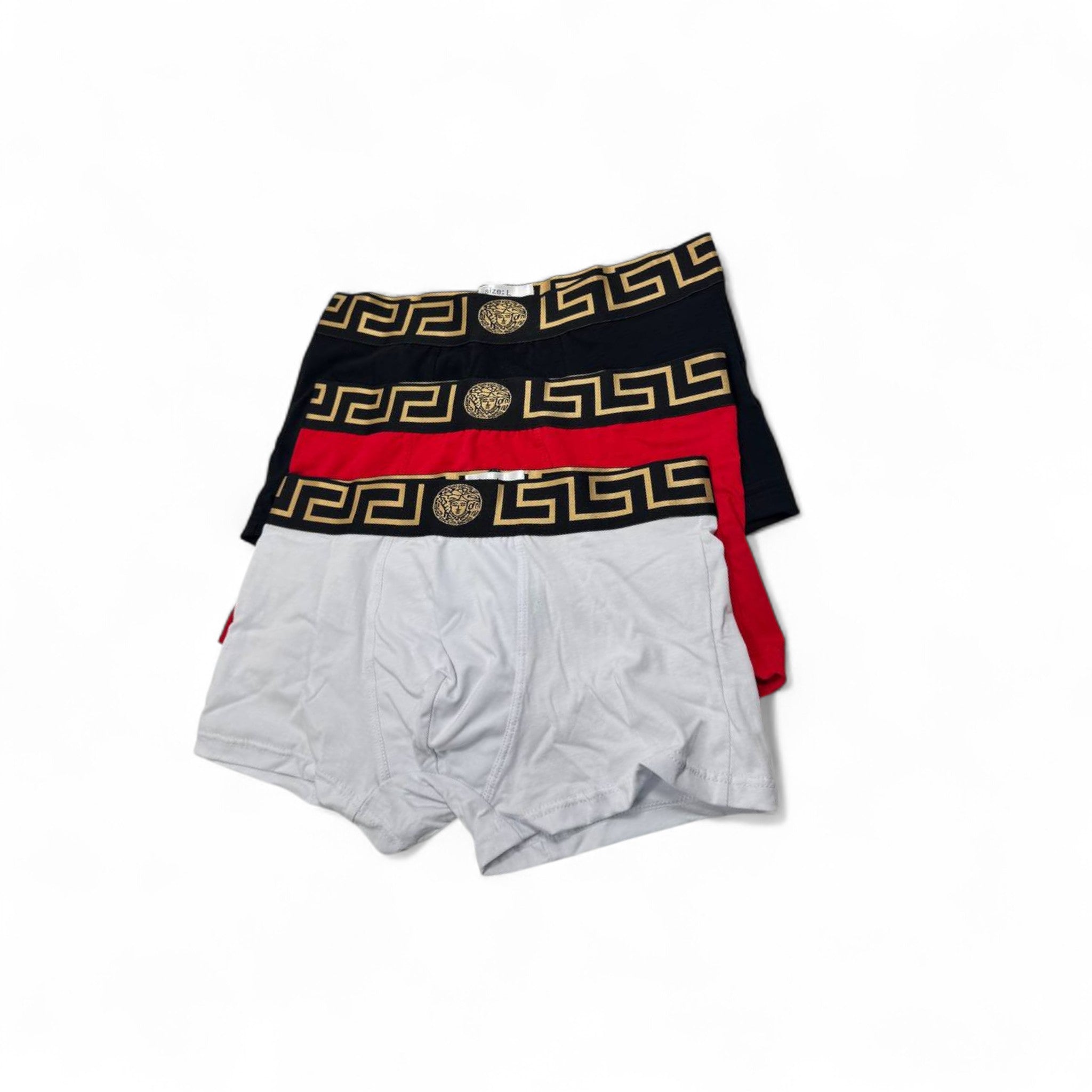 Versace Style Boxer Briefs - 3 Pack ⚫❤️🤍 | Luxury Greek Key Design