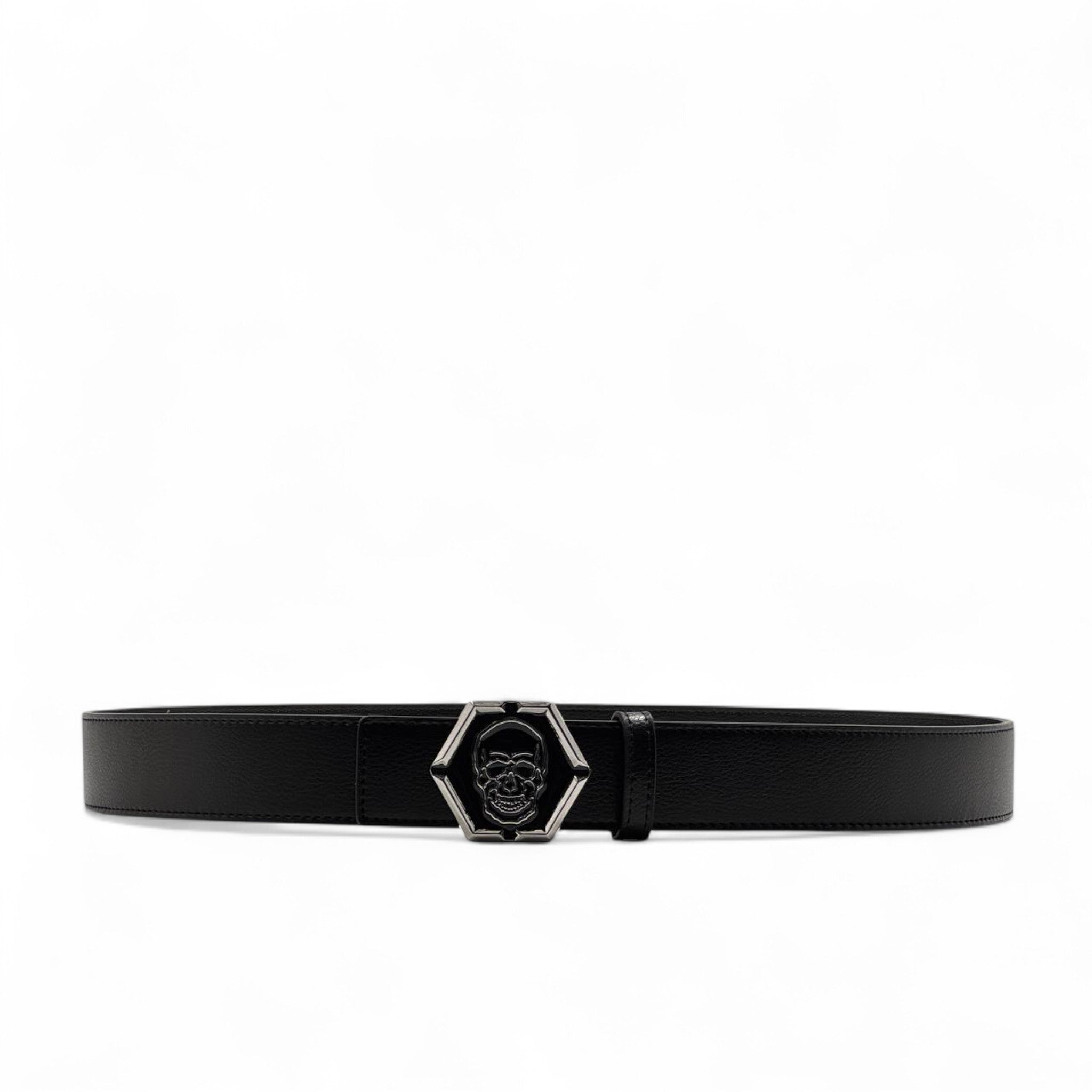 Philipp Plein Skull Belt – 125 CM 🖤 Bold Black Leather | Luxury Streetwear