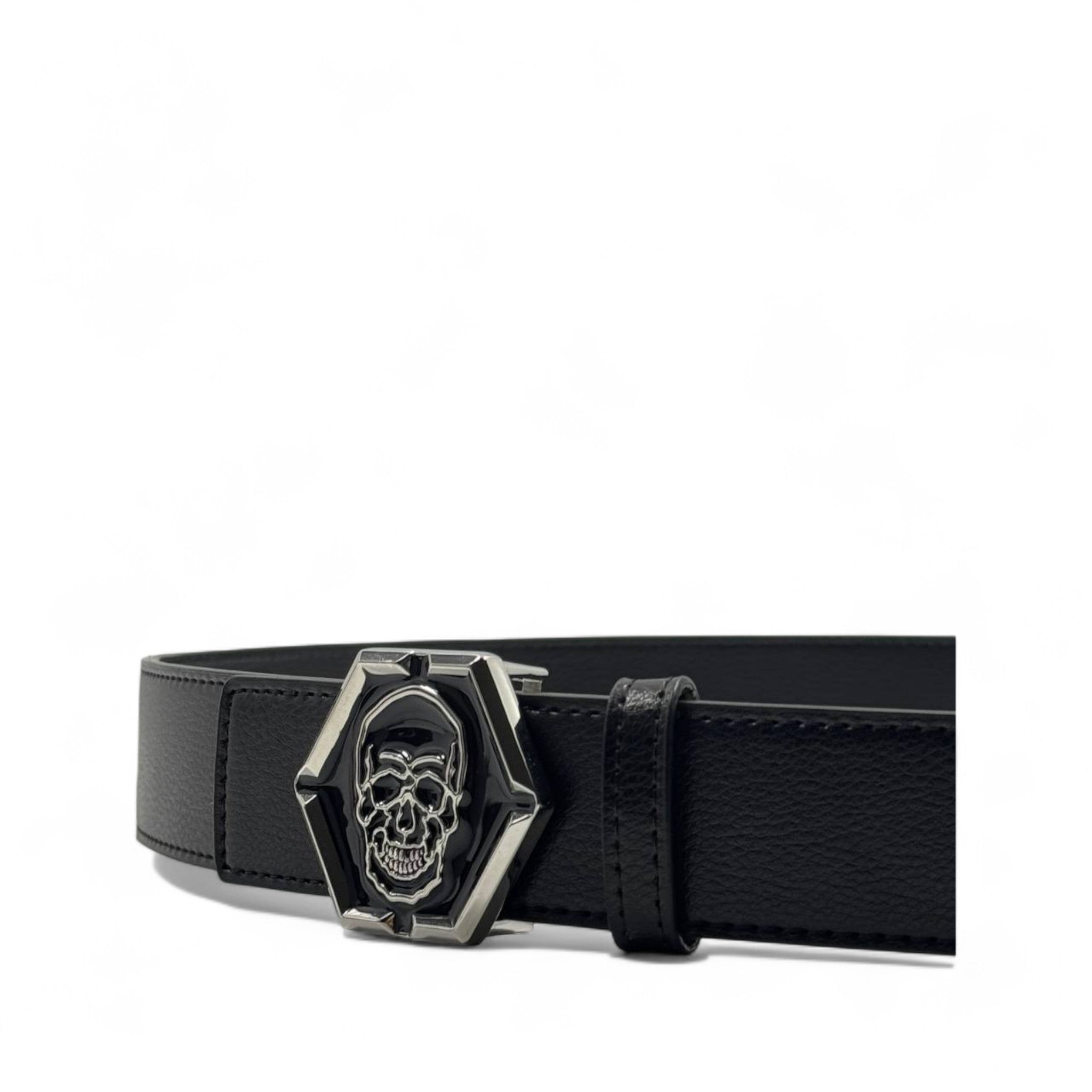 Philipp Plein Skull Belt – 125 CM 🖤 Bold Black Leather | Luxury Streetwear