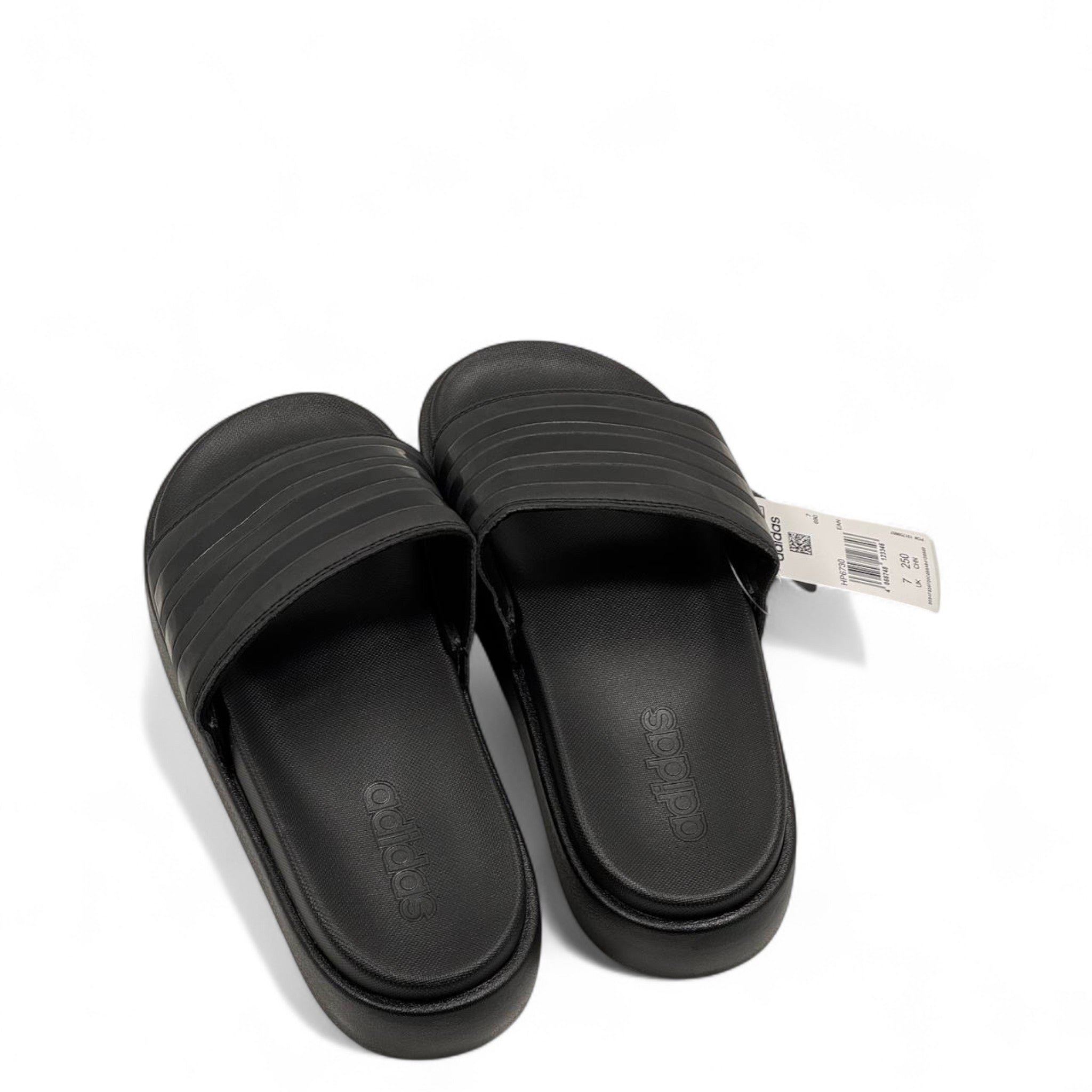 Adidas Platform Slides – Triple Black | Sleek All-Black Comfort 🖤