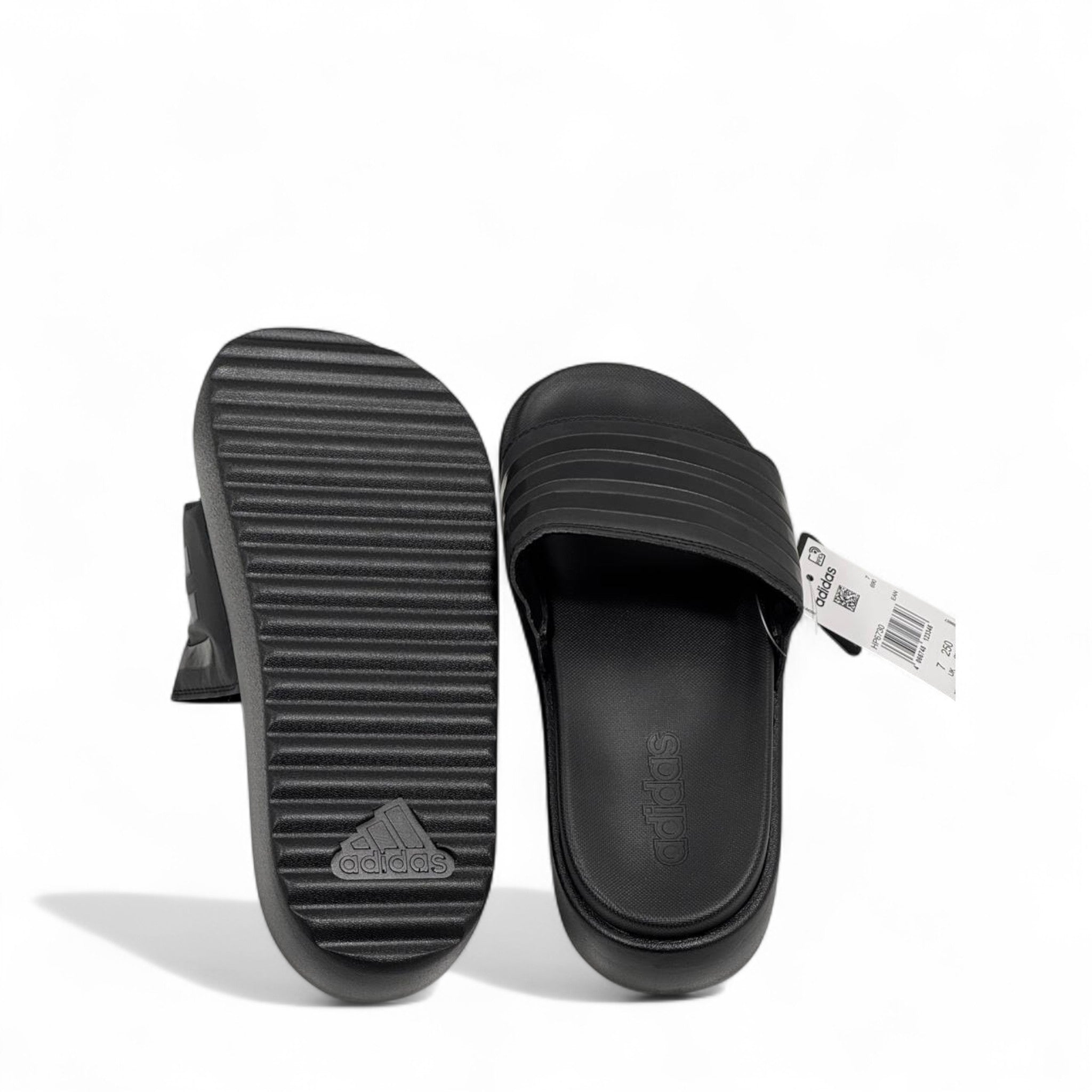 Adidas Platform Slides – Triple Black | Sleek All-Black Comfort 🖤