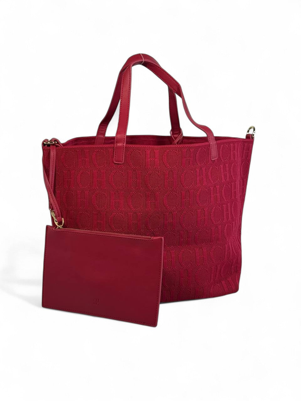 Carolina Herrera Hot Pink Signature Tote Bag with Detachable Pouch 💖 | Bold, Chic & Timeless