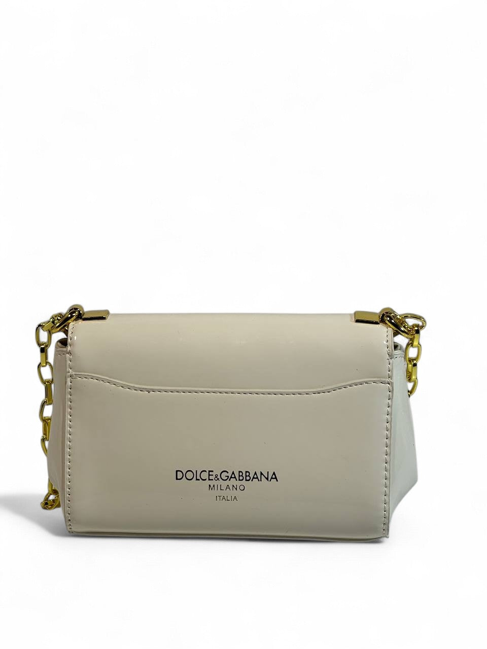 Dolce & Gabbana WHITE Patent Leather Chain Bag 🤍 | Italian Glamour with Golden Elegance