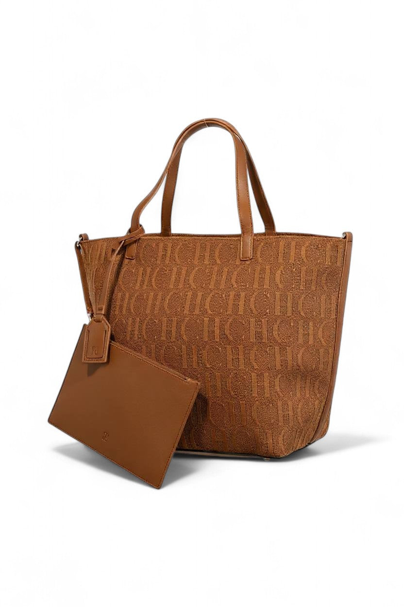Carolina Herrera Brown Signature Tote Bag with Detachable Pouch 🤎 | Classic Luxury & Effortless Elegance