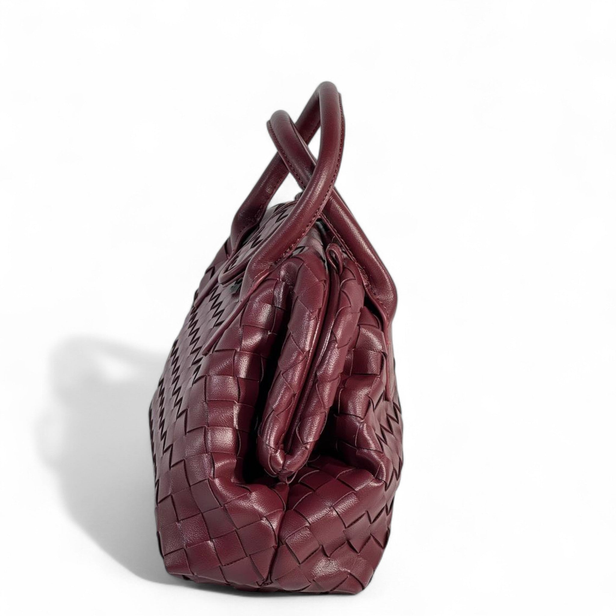 🍷 BOTTEGA VENETA-INSPIRED Intrecciato Leather Top Handle Bag — Bordeaux Edition 🍷