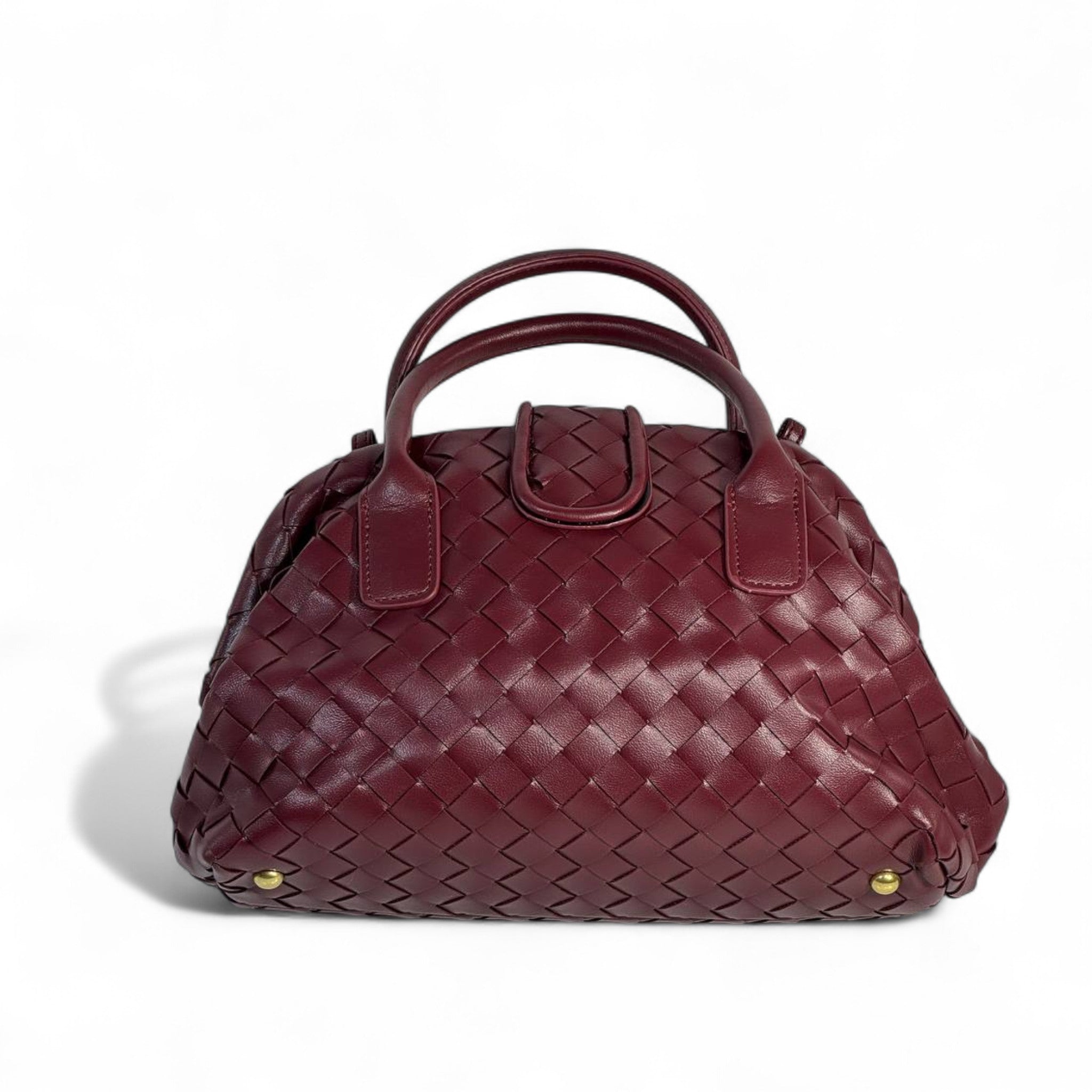 🍷 BOTTEGA VENETA-INSPIRED Intrecciato Leather Top Handle Bag — Bordeaux Edition 🍷