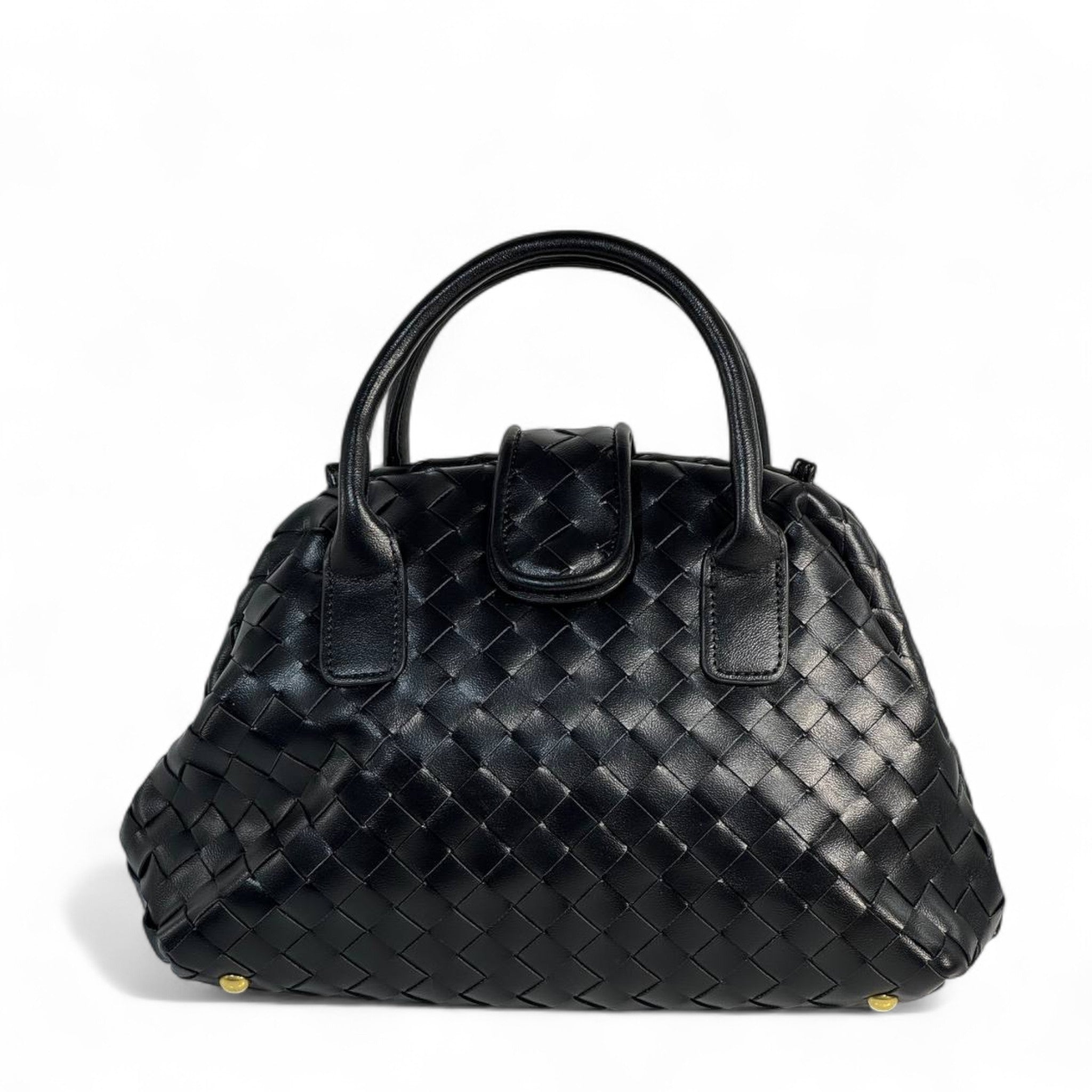 🖤 BOTTEGA VENETA-INSPIRED Intrecciato Leather Top Handle Bag — Black Edition 🖤