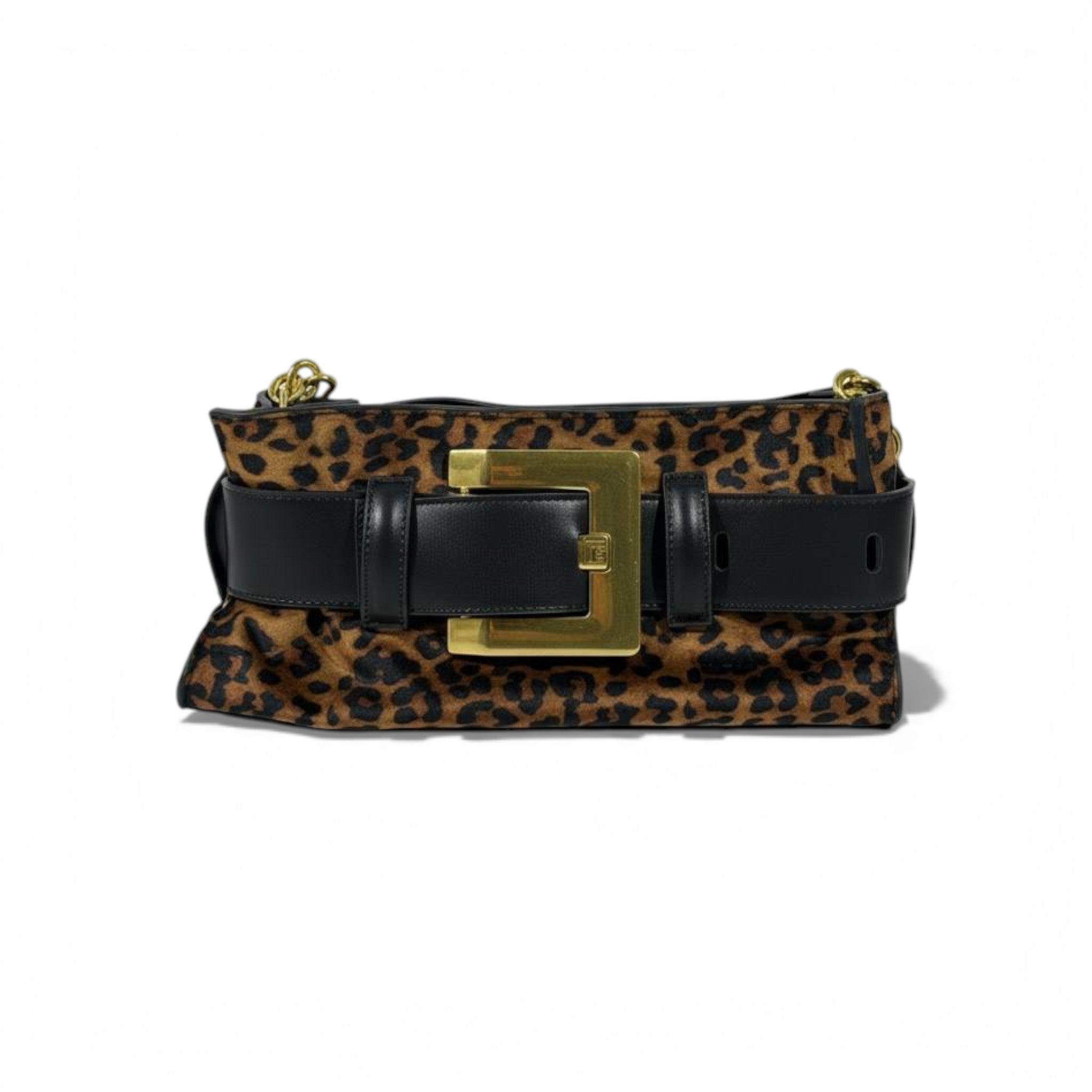 Balmain Leopard Print Belt Buckle Shoulder Bag for Women – Luxury Statement Handbag ✨