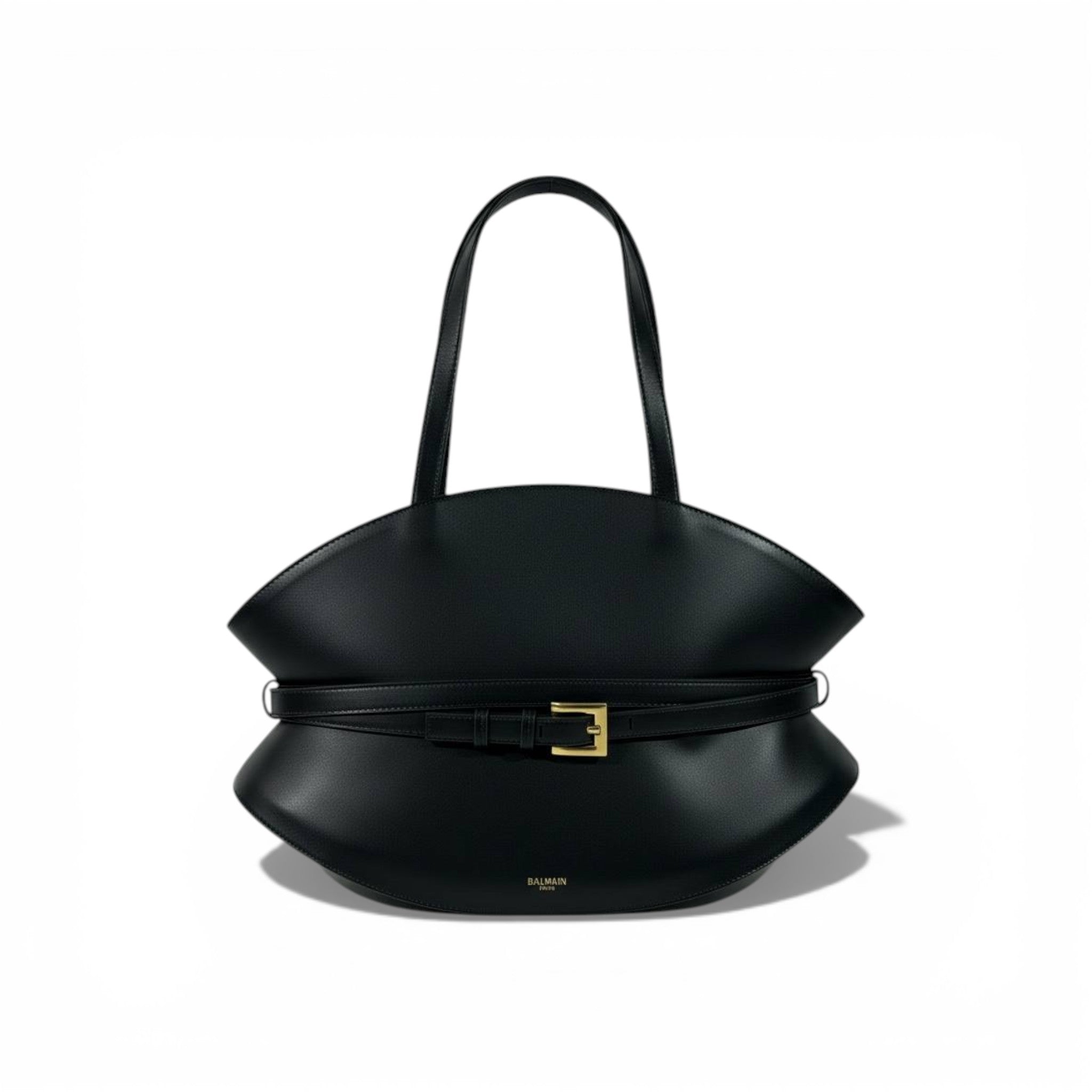 Balmain Luxury Belted Shoulder Bag for Women – Black Elegant Designer Handbag