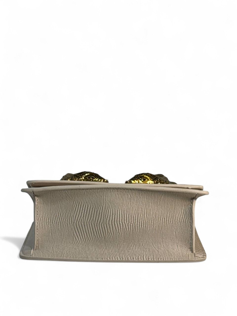 Roberto Cavalli Ivory Lizard-Effect Bag with Sculpted Snake Handle 🤍🐍 | Elegant Italian Luxury