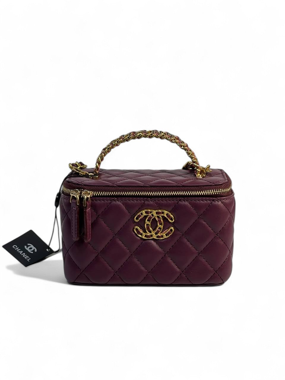 Chanel Burgundy Quilted Vanity Bag 💜 | Classic CC Gold Chain Handbag