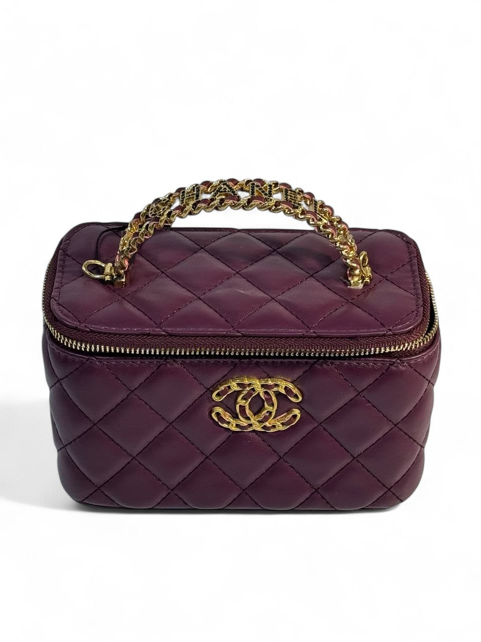 Chanel Burgundy Quilted Vanity Bag 💜 | Classic CC Gold Chain Handbag