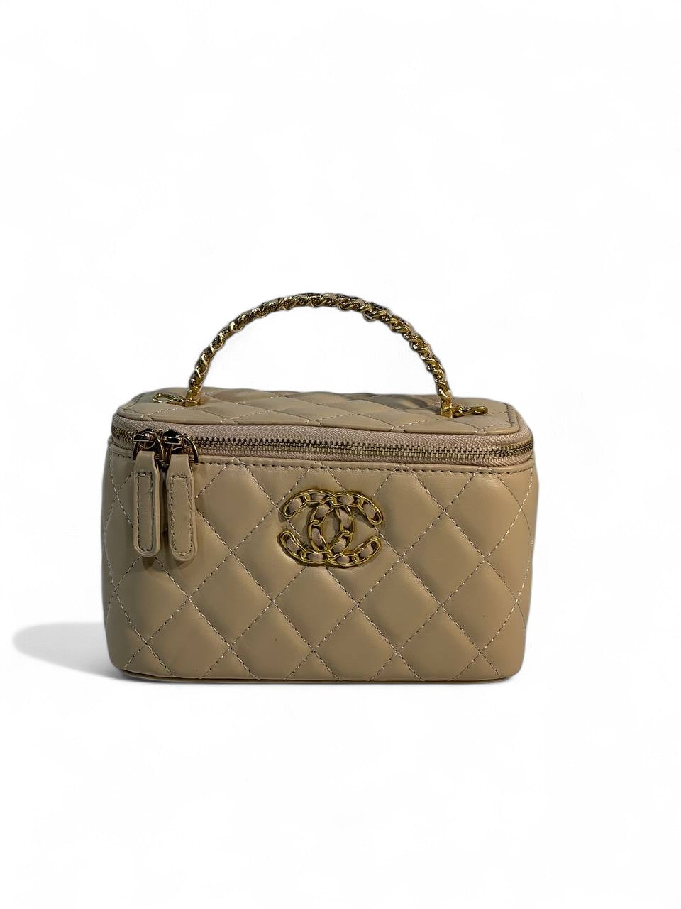 Chanel Beige Quilted Vanity Bag 🤍 | Classic CC Gold Chain Handbag
