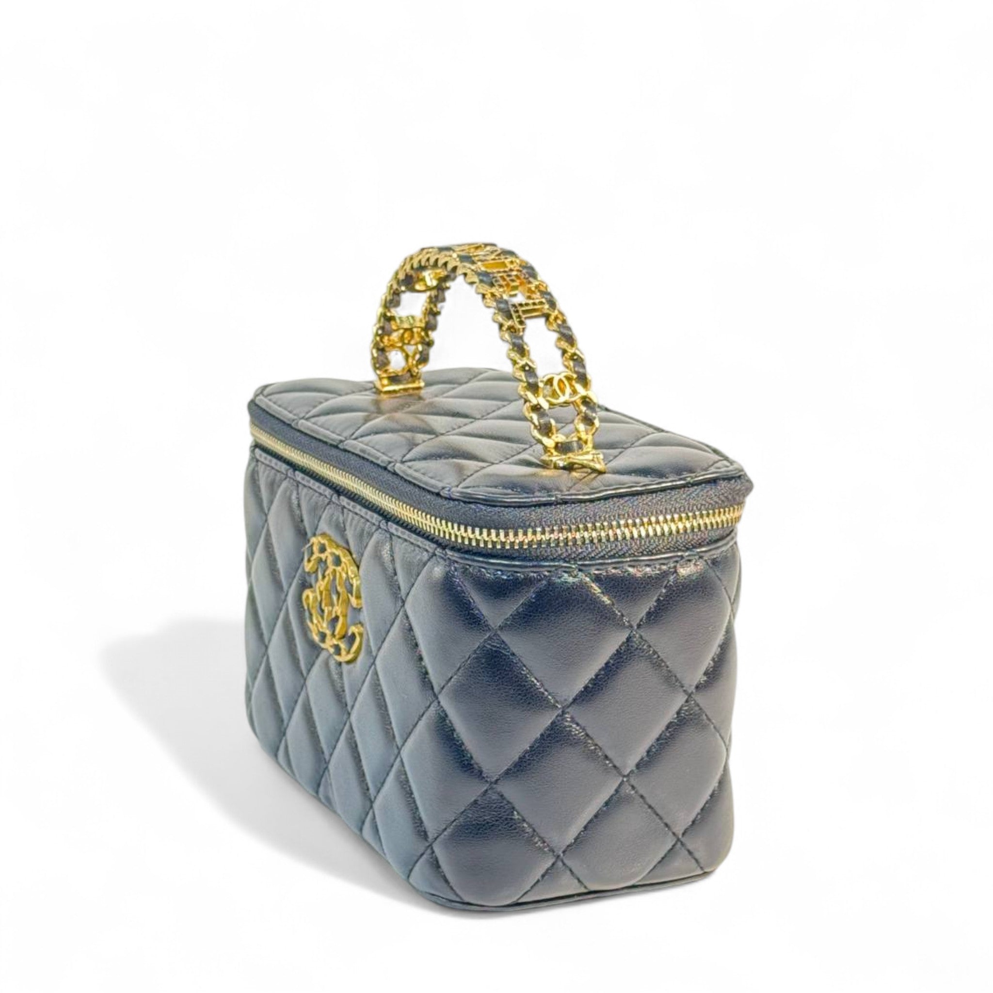 Chanel Black Quilted Vanity Bag 🖤 | Classic CC Gold Chain Handbag