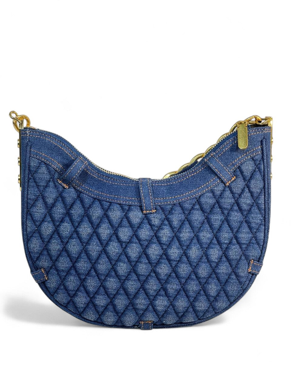 Balmain Quilted Denim Shoulder Bag 💙 | Gold Chain Luxury Designer Bag