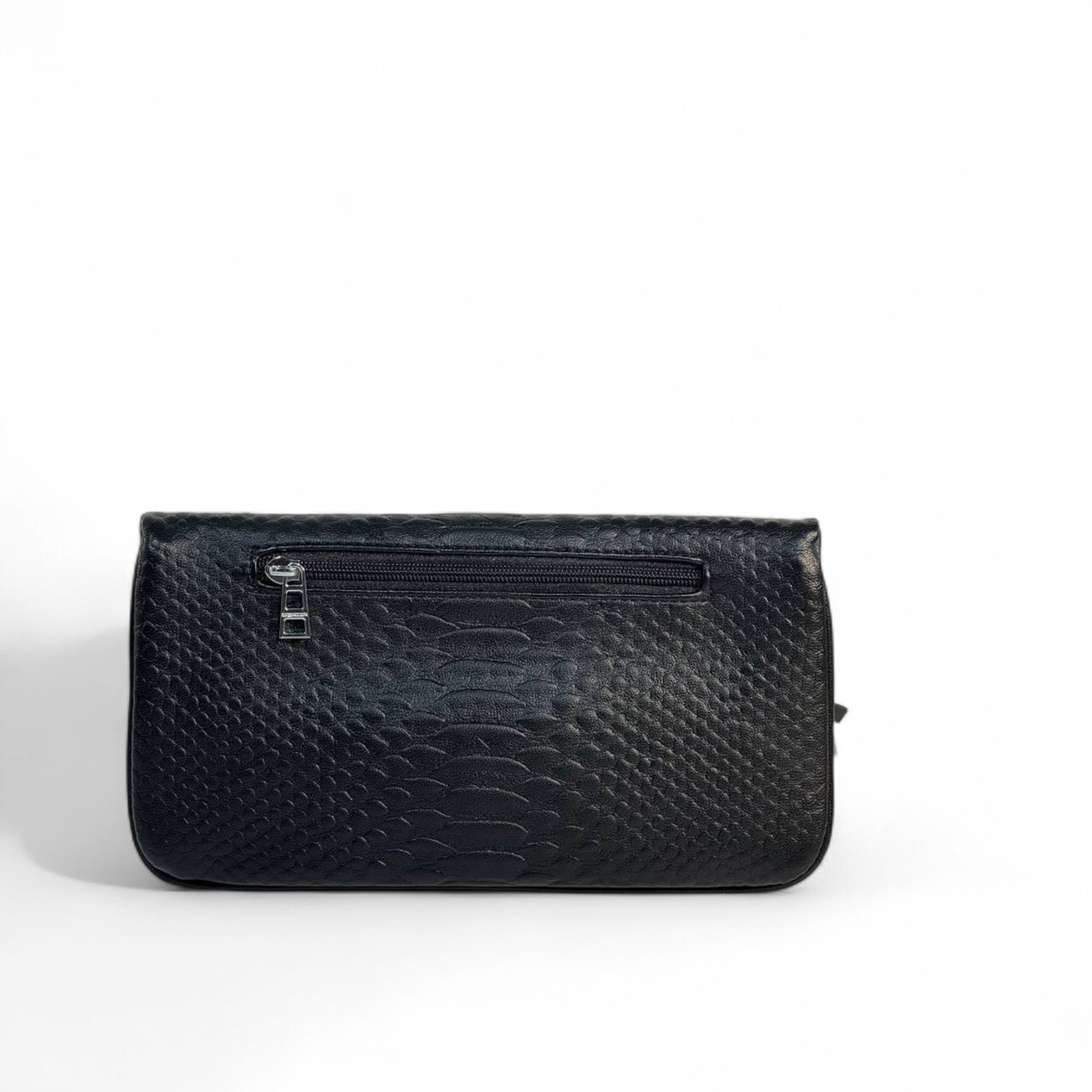 Zadig & Voltaire Python-Textured Clutch 🖤 | Silver Wings Luxury Evening Bag