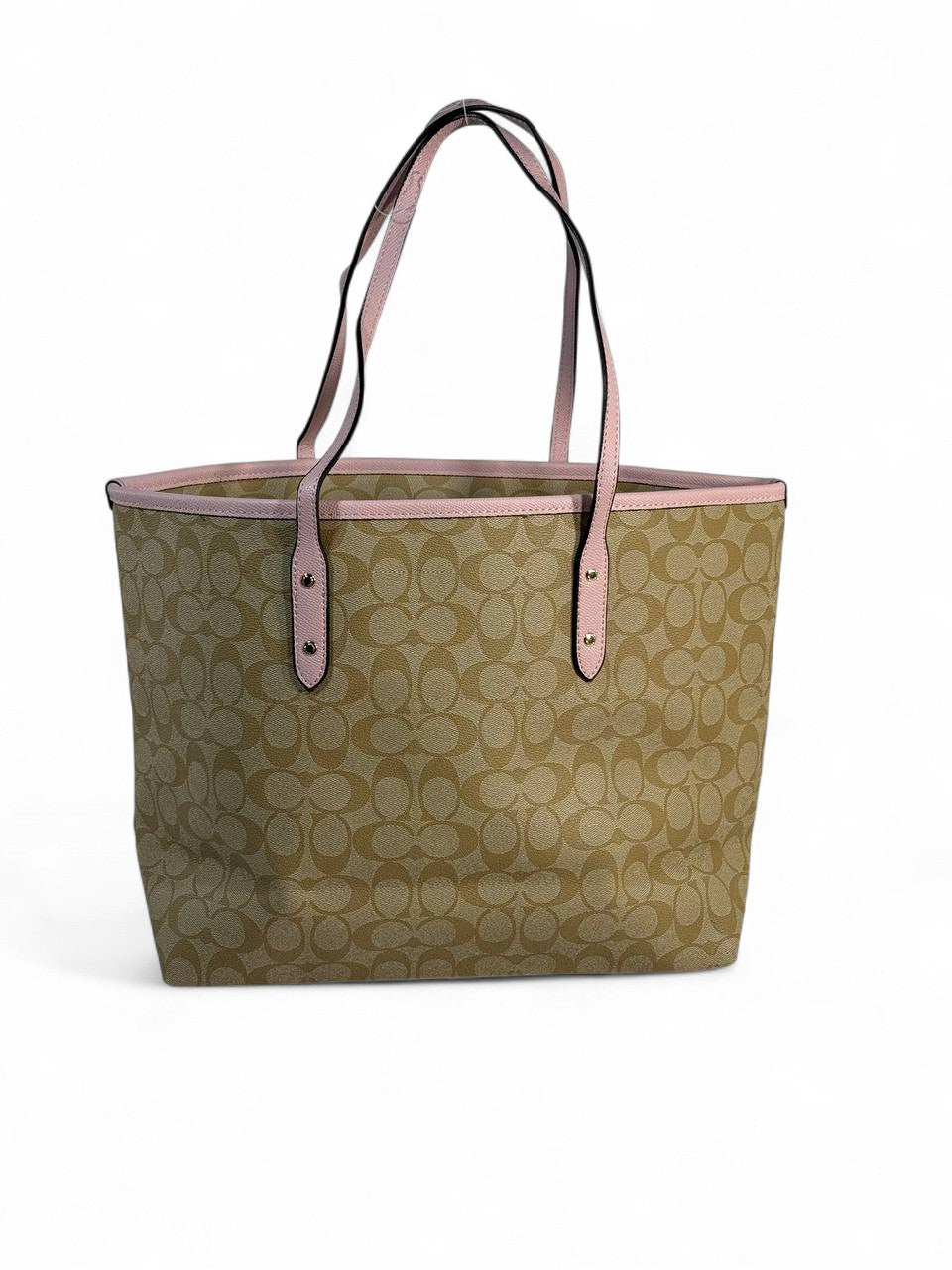 🌸 Coach Signature Canvas Tote — Pink Edge Edition 🌸