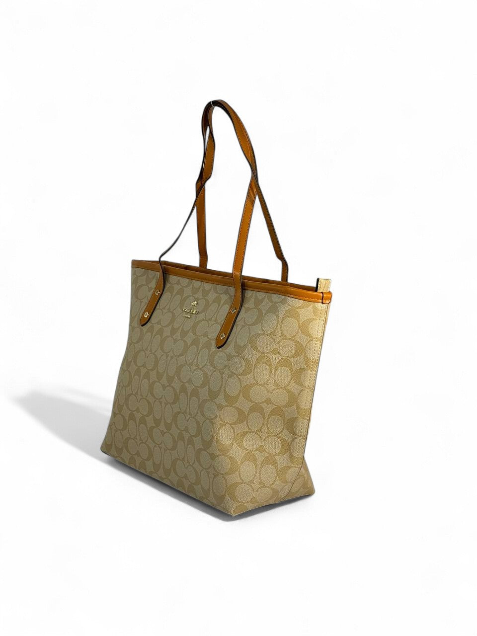 ☕ Coach Signature Canvas Tote — Caramel Trim Edition ☕