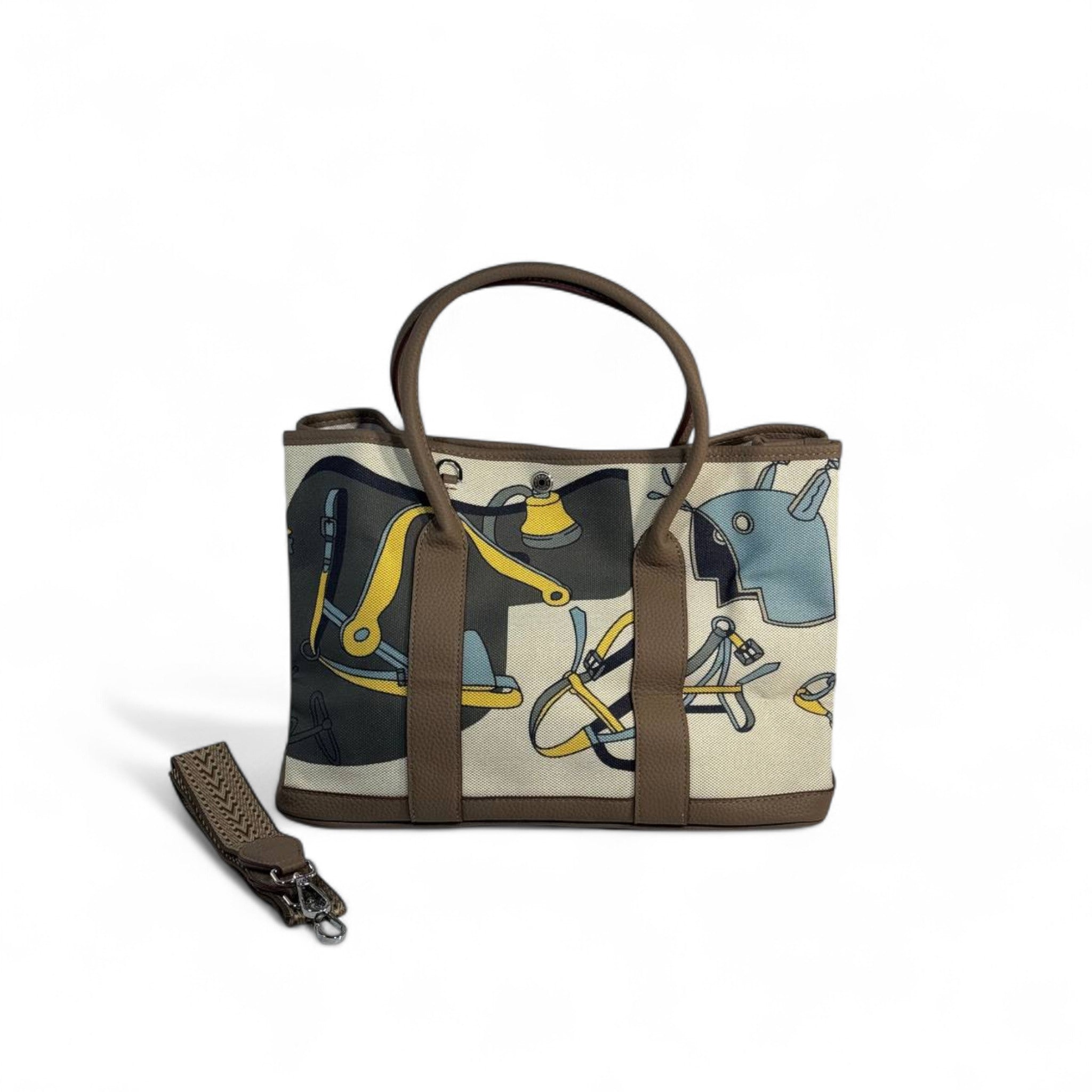 🟤 Hermès-Inspired Canvas Tote — Brown Equestrian Edition 🟤