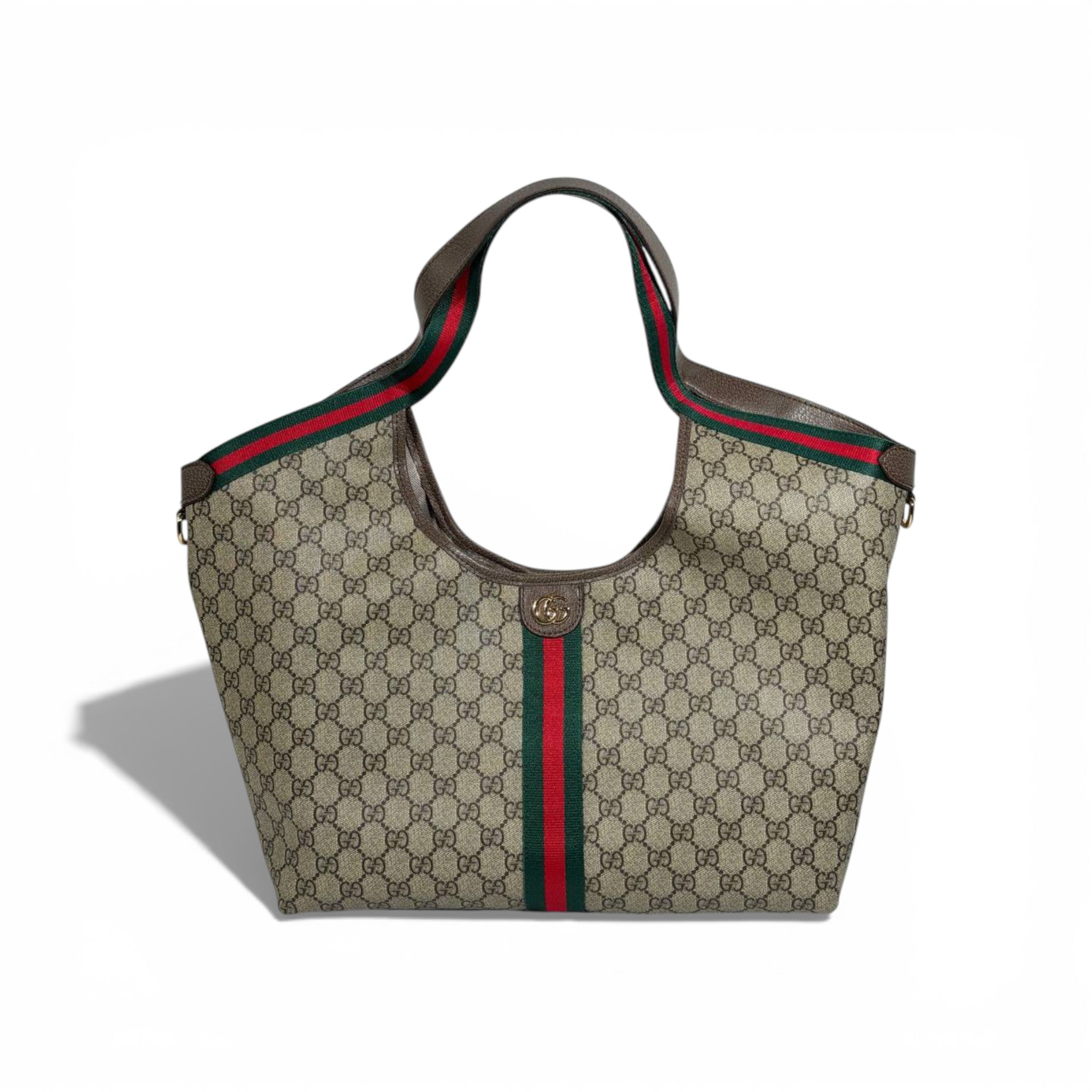 👜 Gucci GG Canvas Shoulder Tote with Web Stripe